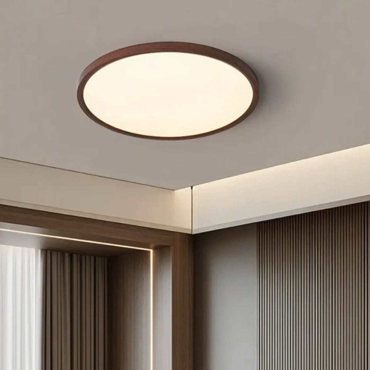 Plafonnier rond effet bois
