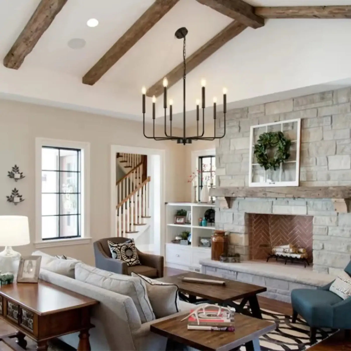 Suspension laiton style chandelier