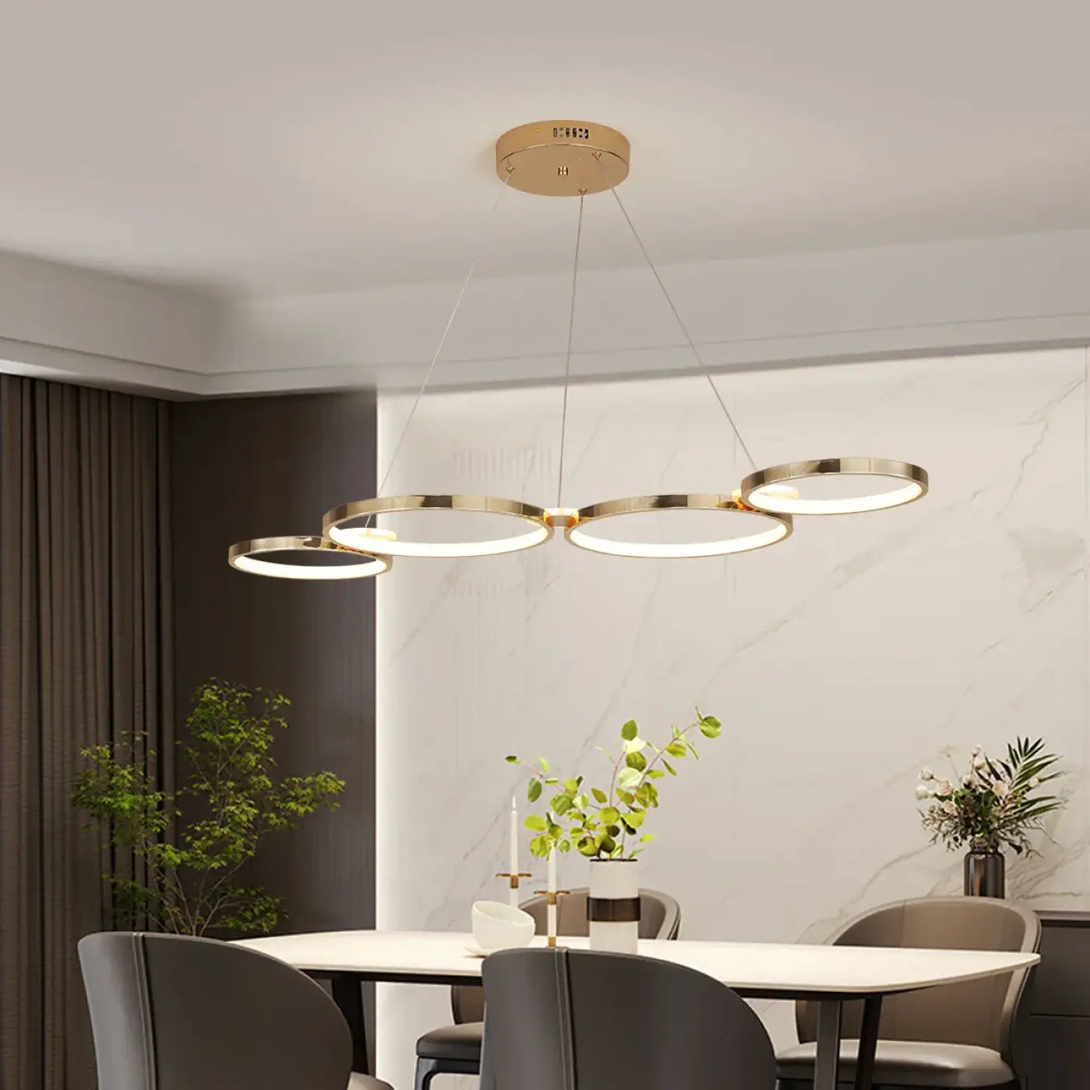 Suspension luminaire anneaux LED