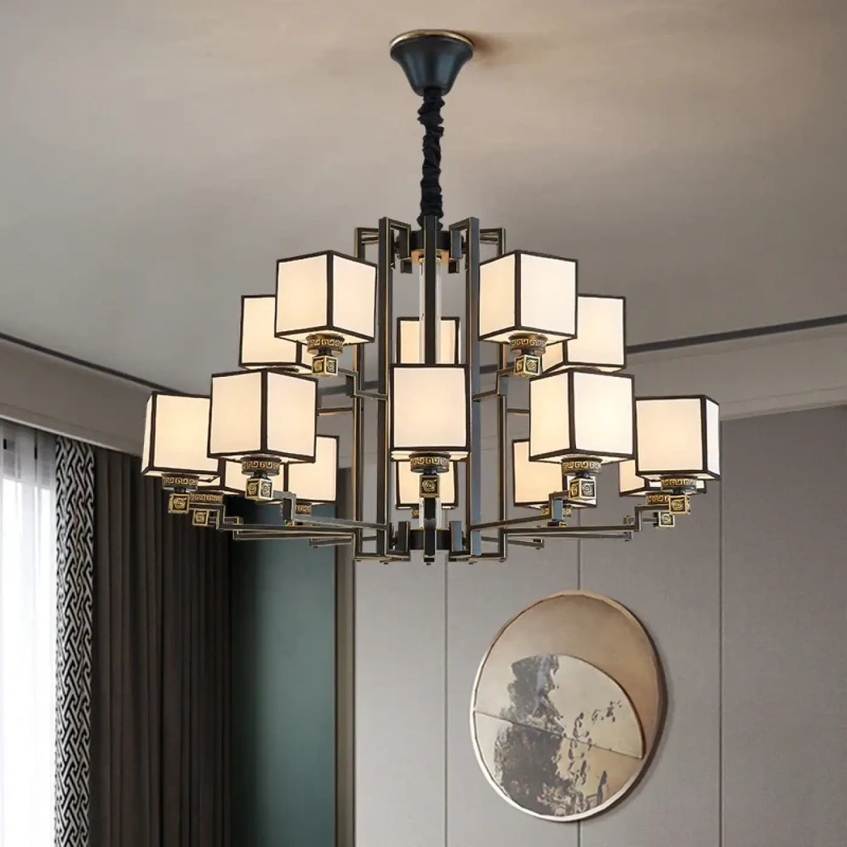 Suspension luminaire cubes opalin