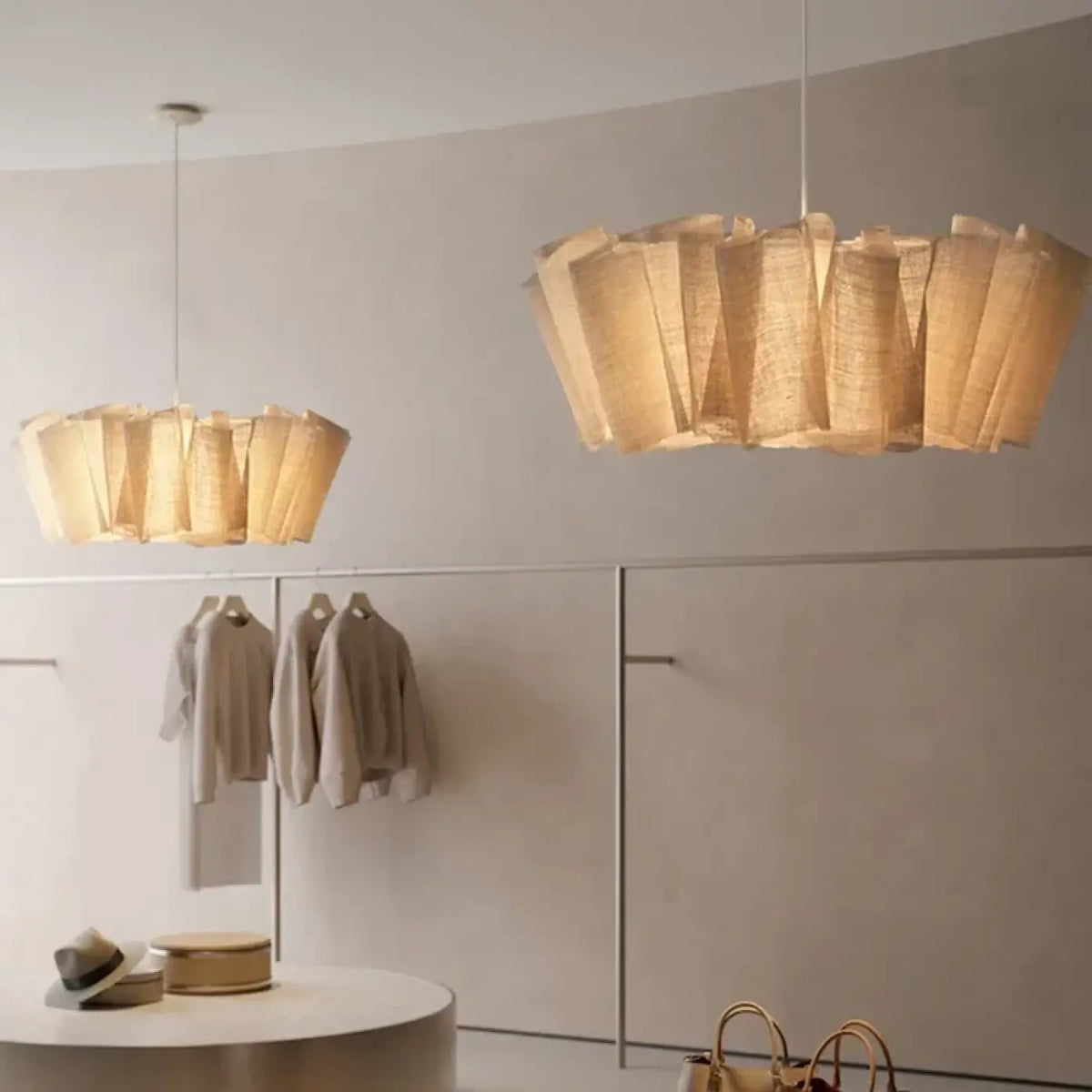 Suspension lamelles bois design