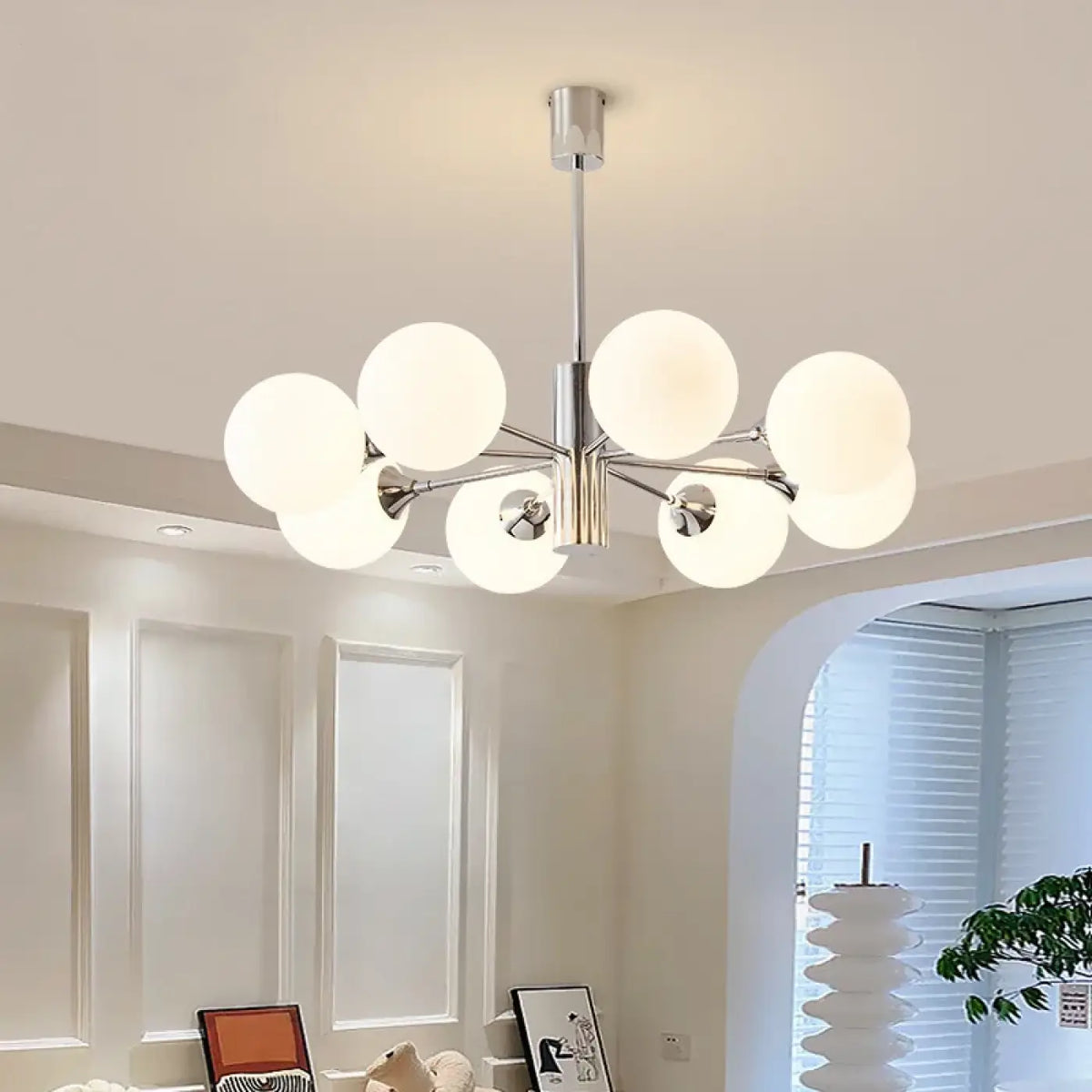 Suspension chrome globes verre