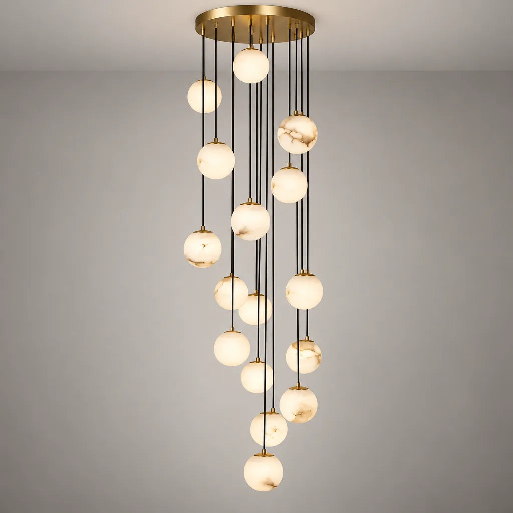 Suspension cascade boules lumineuses