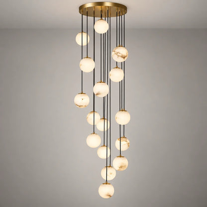 Suspension cascade boules lumineuses