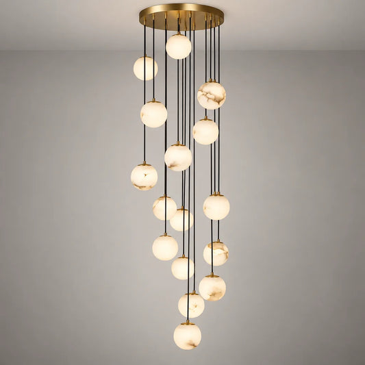 Suspension cascade boules lumineuses
