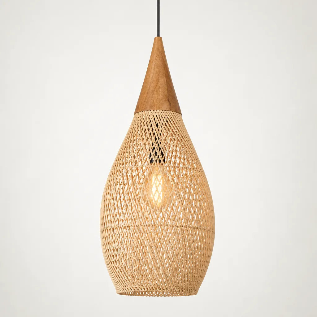 Suspension goutte rotin naturel
