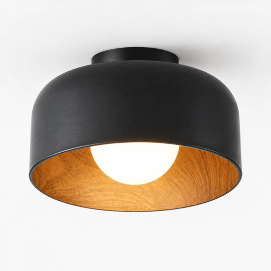 Plafonnier rond bois design