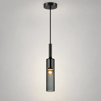 Suspension cylindre noir verre