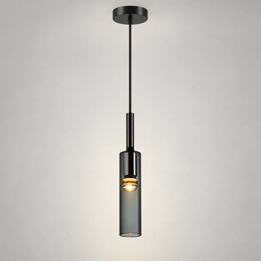 Suspension cylindre noir verre