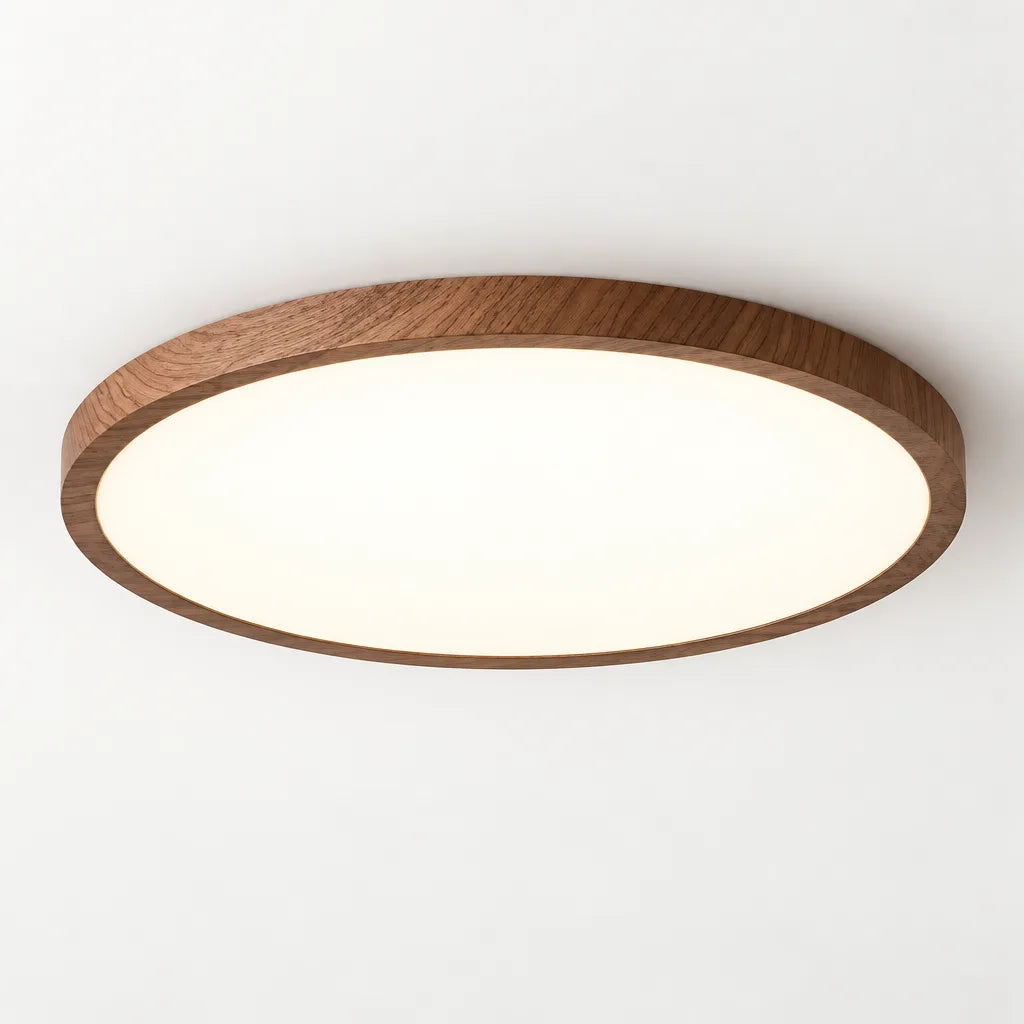 Plafonnier rond effet bois