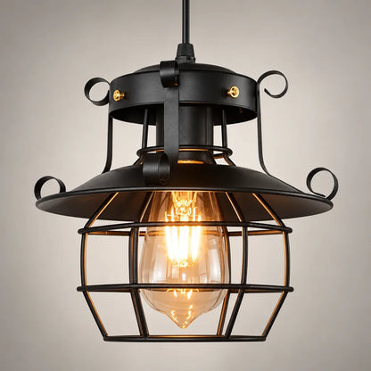 Suspension lanterne industrielle noire