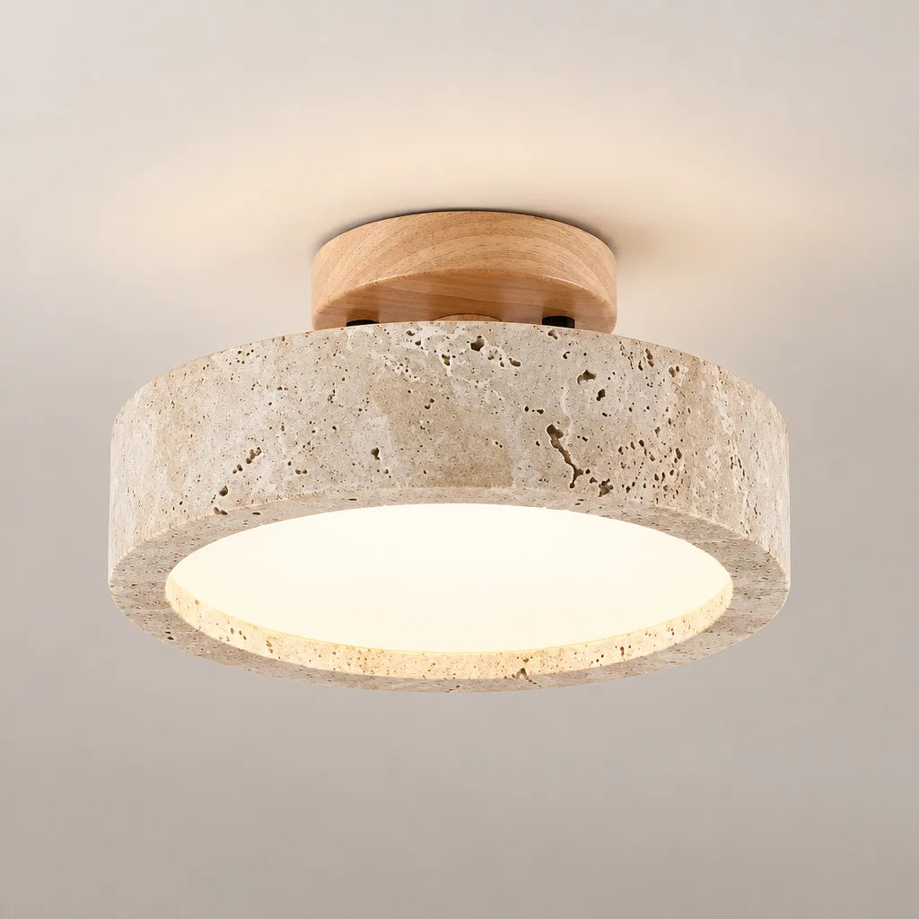 Plafonnier rond travertin