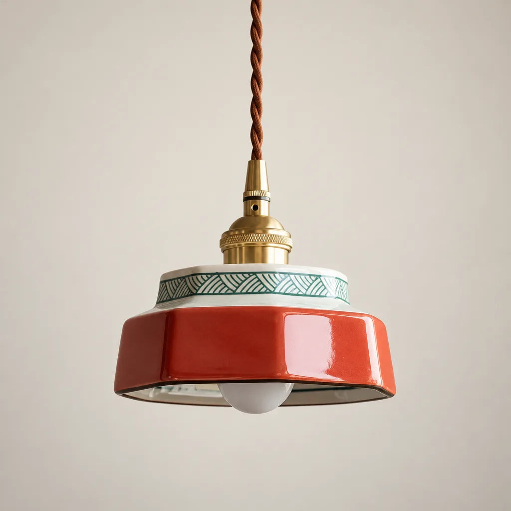Suspension céramique laiton vintage