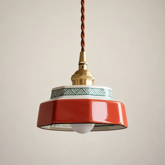 Suspension céramique laiton vintage