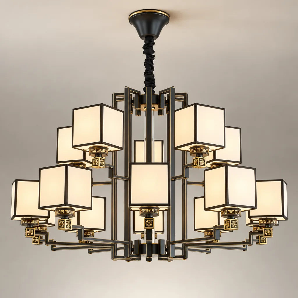 Suspension luminaire cubes opalin