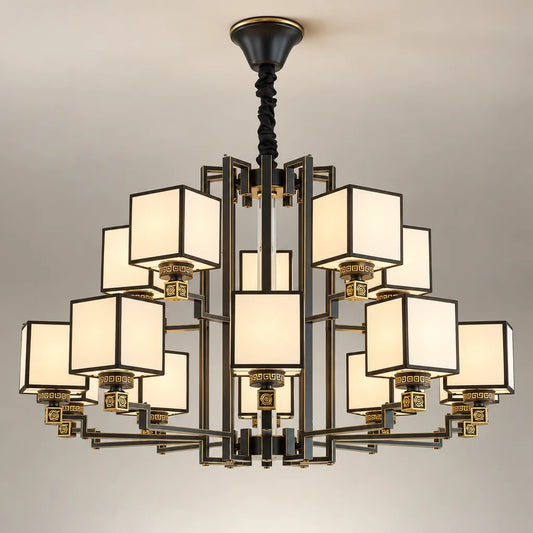 Suspension luminaire cubes opalin