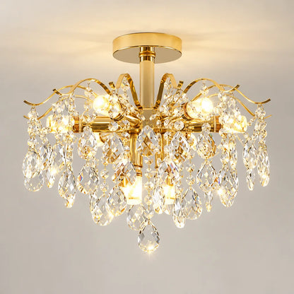 Plafonnier cristal doré classique