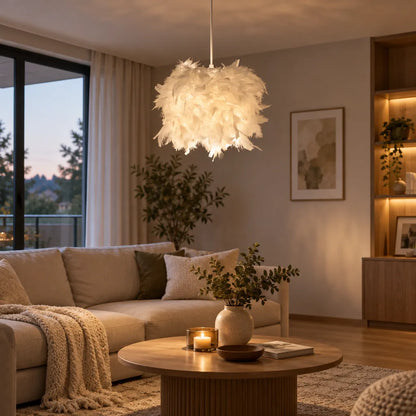 Suspension luminaire plume