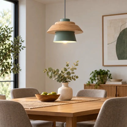 Suspension bois couleur design