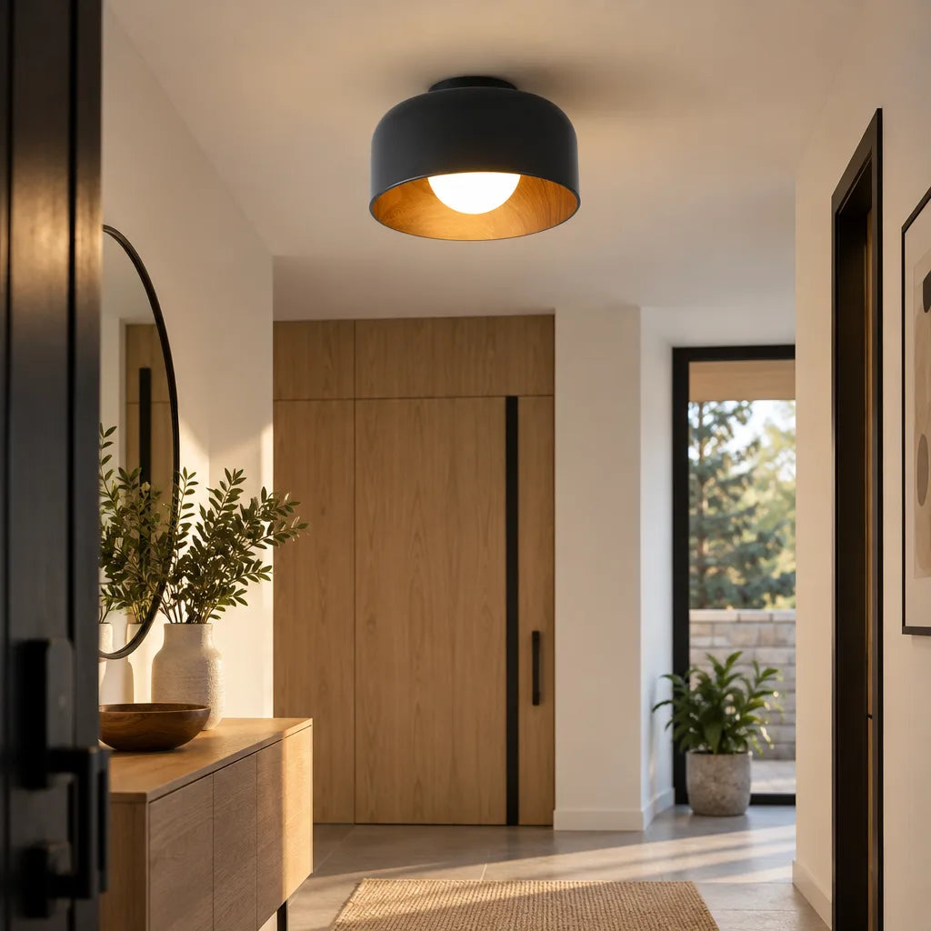 Plafonnier rond bois design