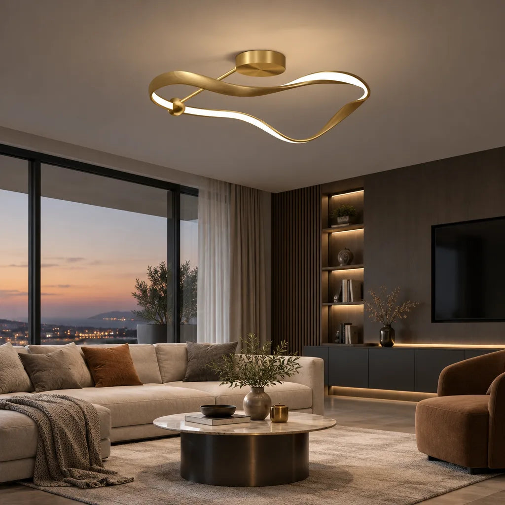 Luminaire doré design moderne