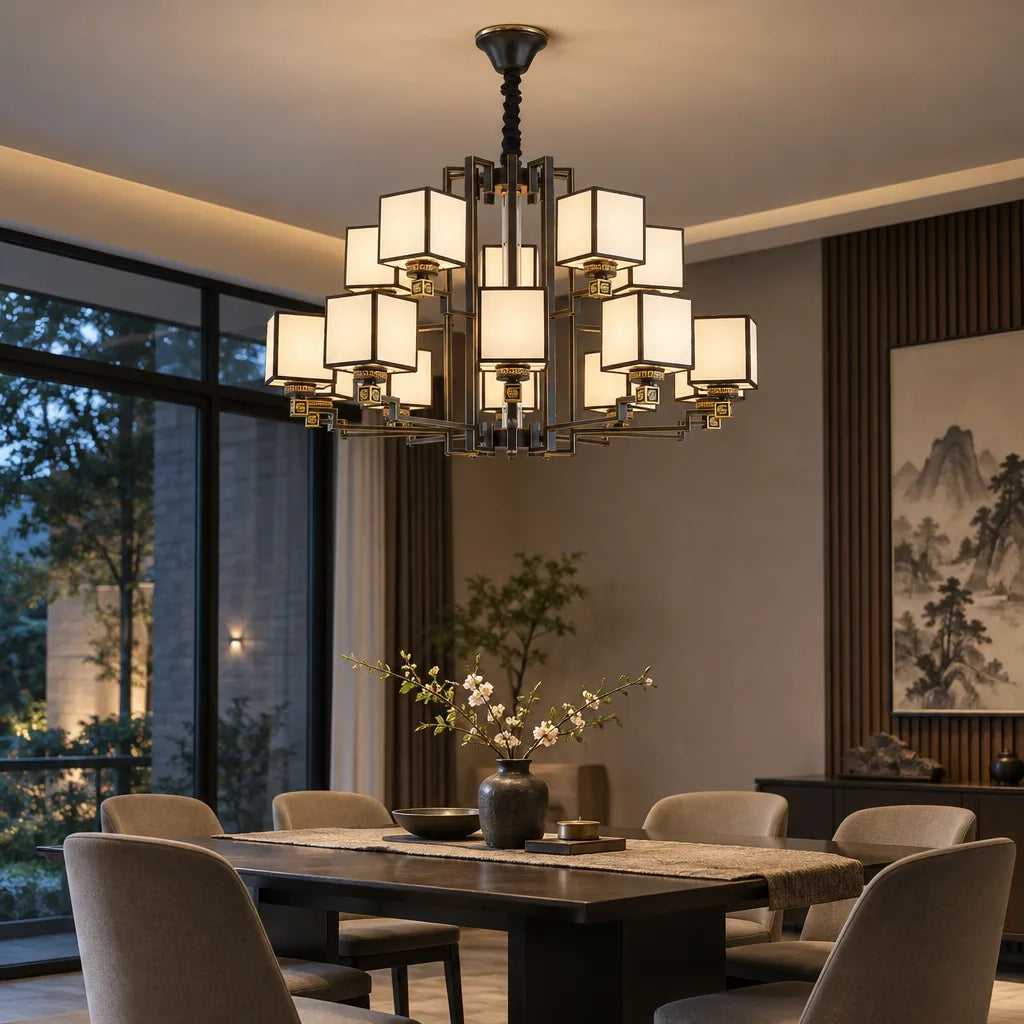 Suspension luminaire cubes opalin