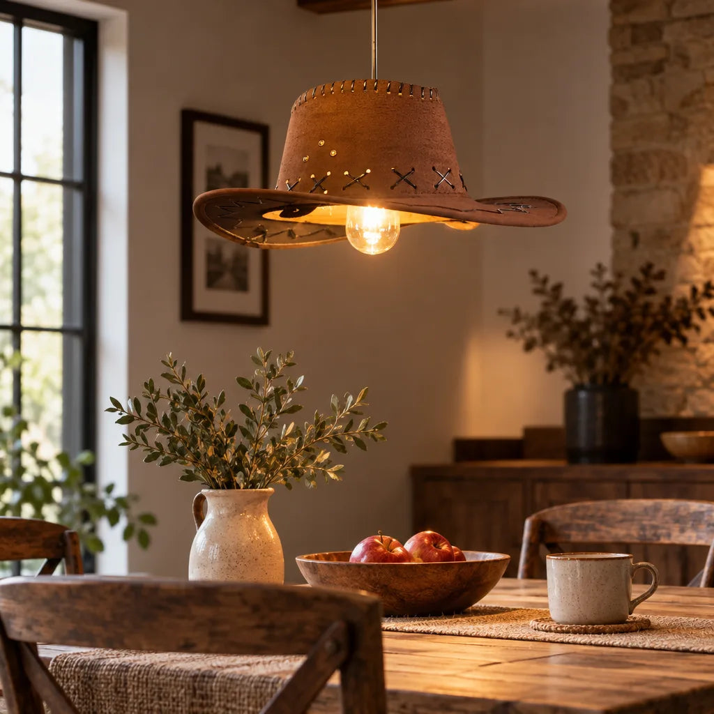 Suspension luminaire chapeau western