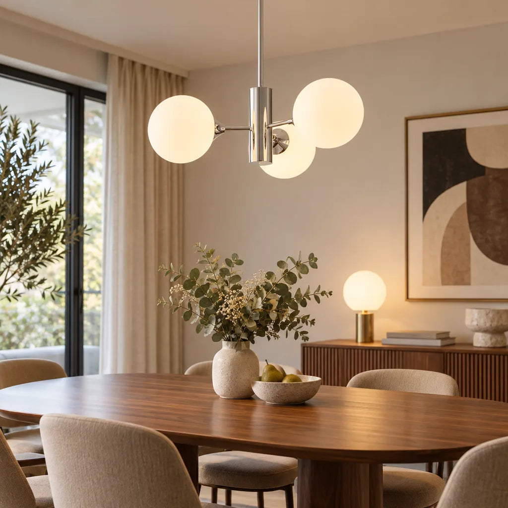 Suspension chrome globes verre