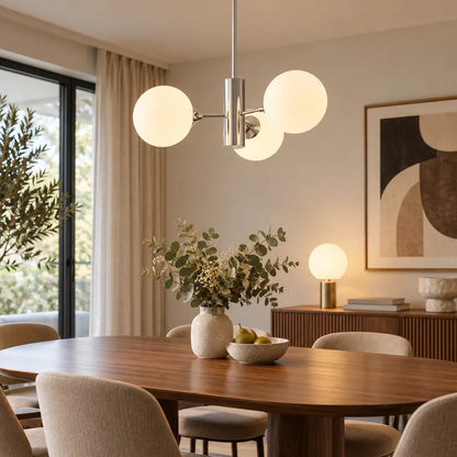 Suspension chrome globes verre