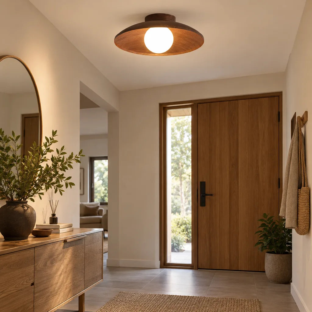 Plafonnier bois rond design