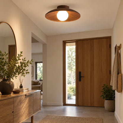 Plafonnier bois rond design