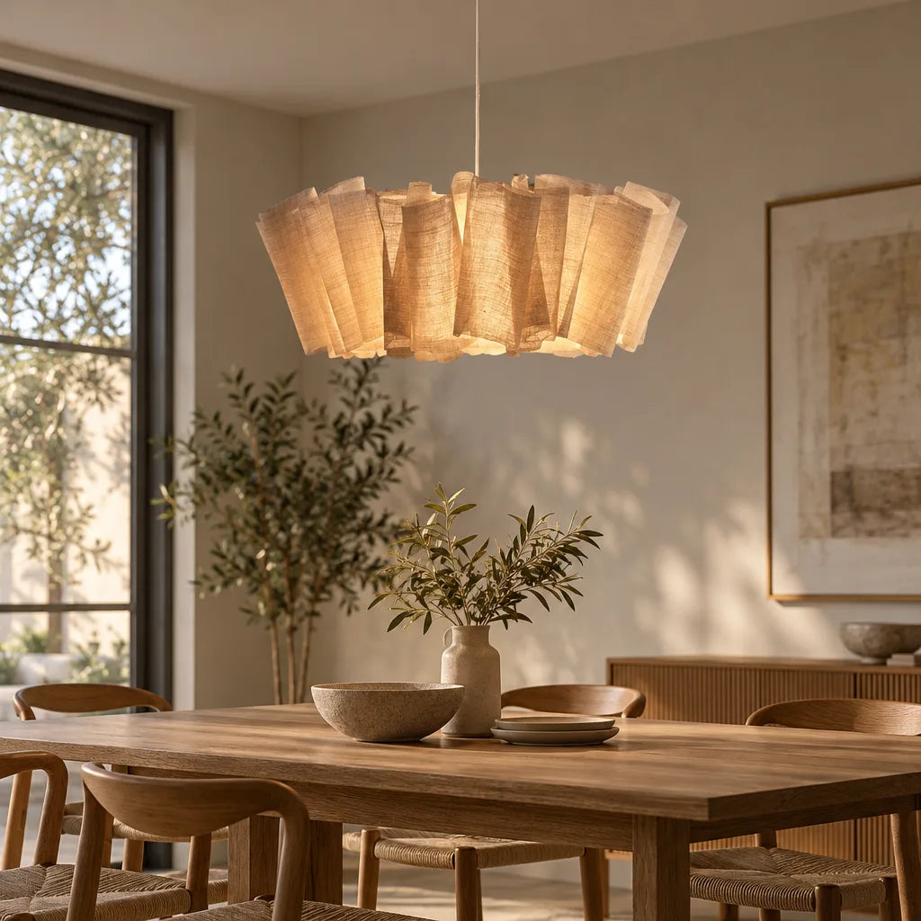 Suspension lamelles bois design
