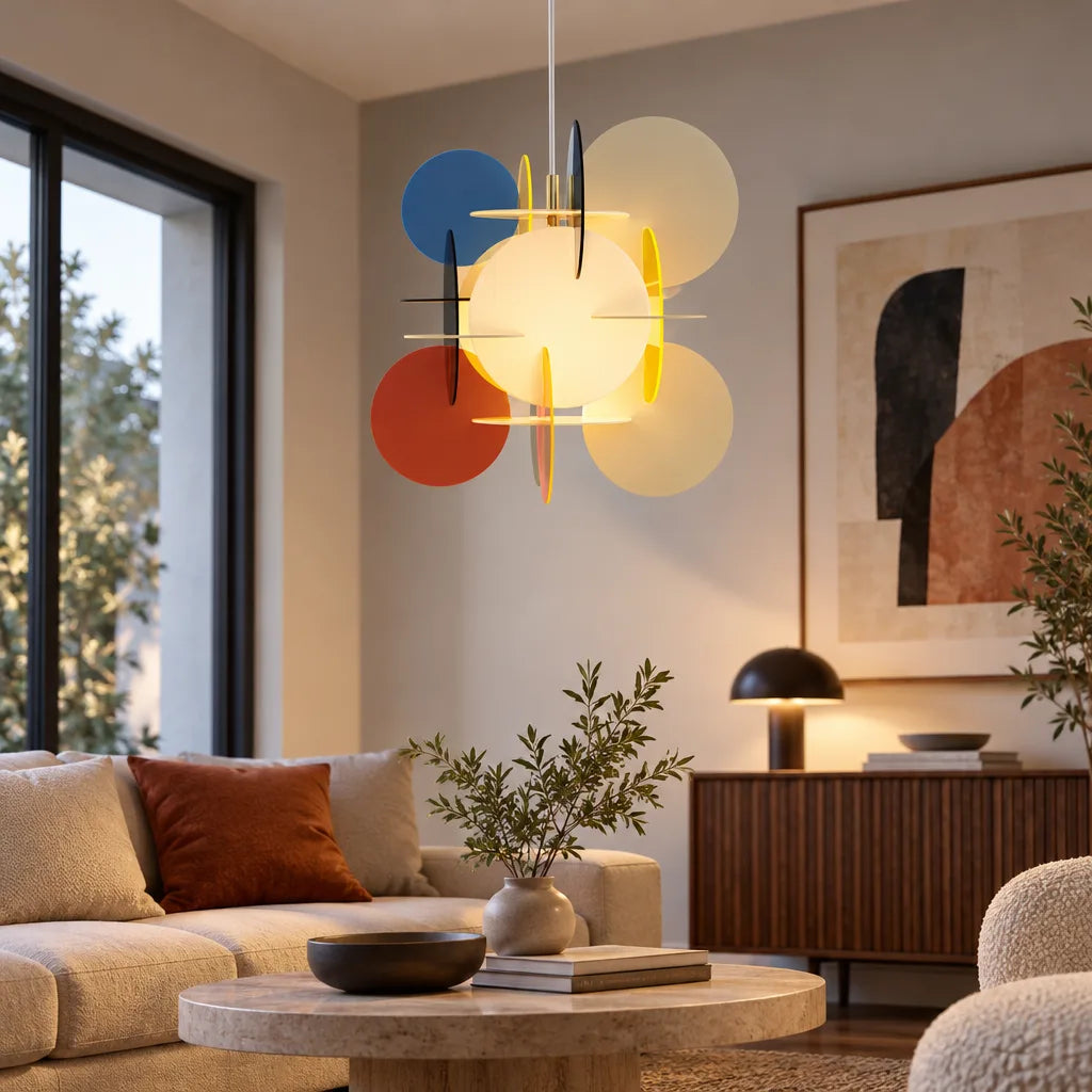 Suspension luminaire cercle coloré
