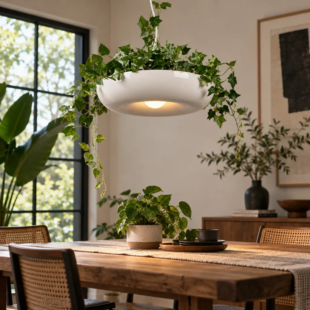 Suspension luminaire plantes rampantes