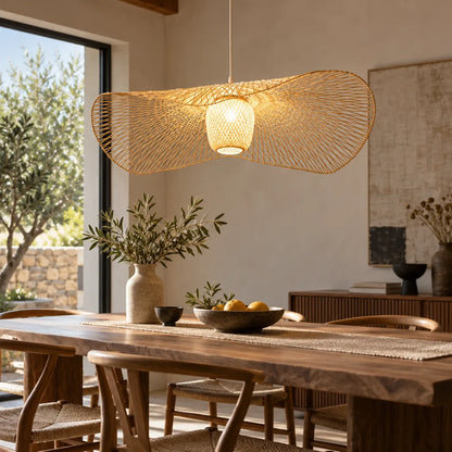 Suspension rotin salle manger