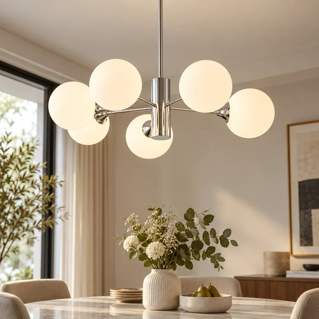 Suspension chrome globes verre