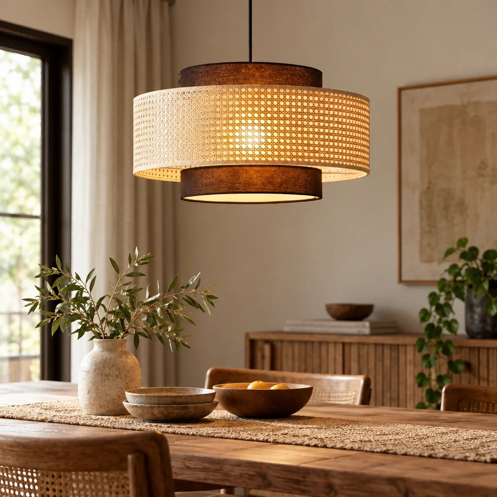 Suspension rotin forme tambour