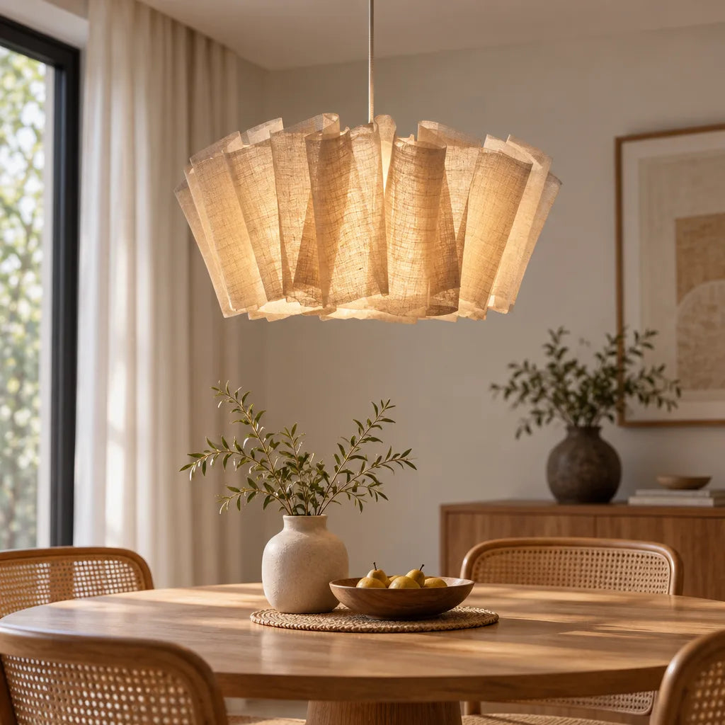Suspension lamelles bois design