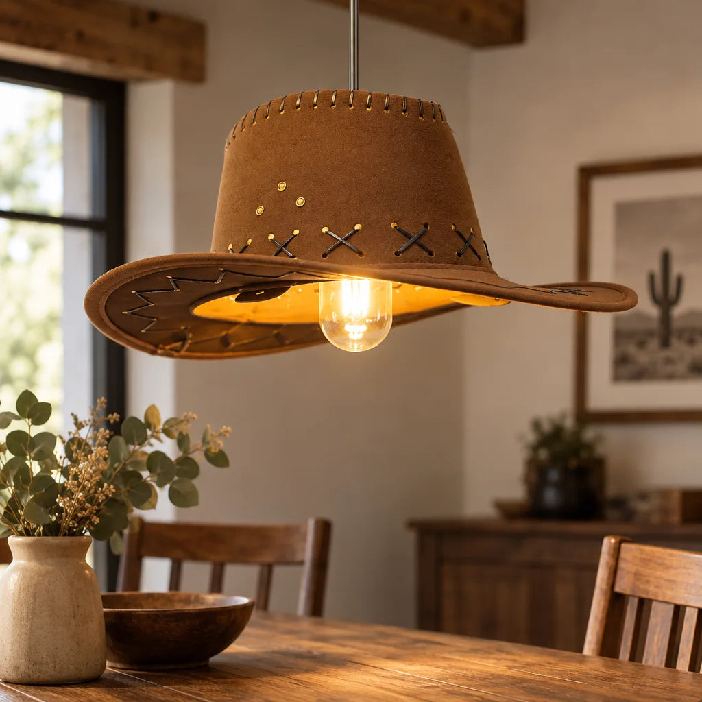 Suspension luminaire chapeau western