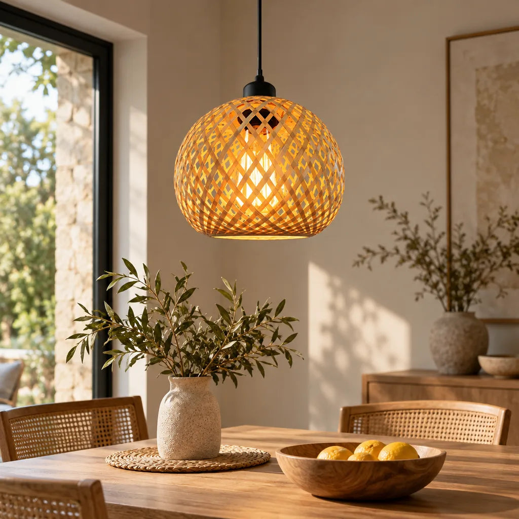 Suspension luminaire bohème naturelle