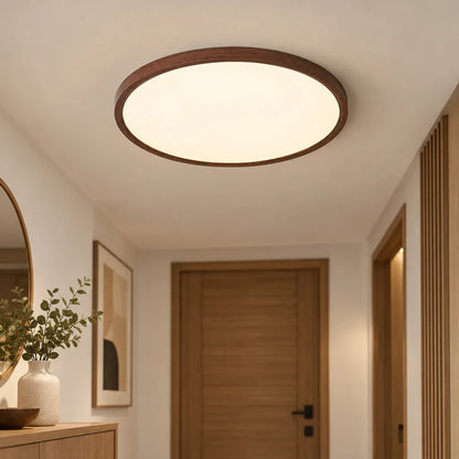 Plafonnier rond effet bois