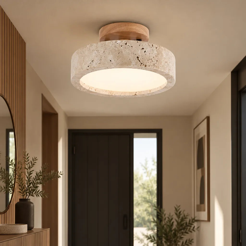 Plafonnier rond travertin