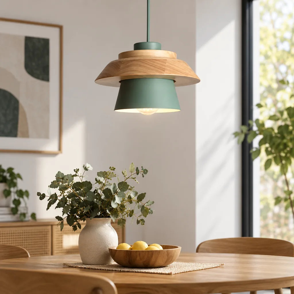 Suspension bois couleur design