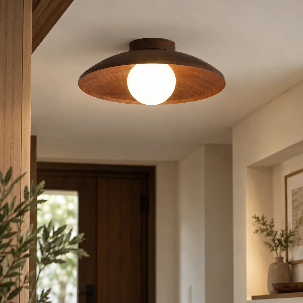 Plafonnier bois rond design