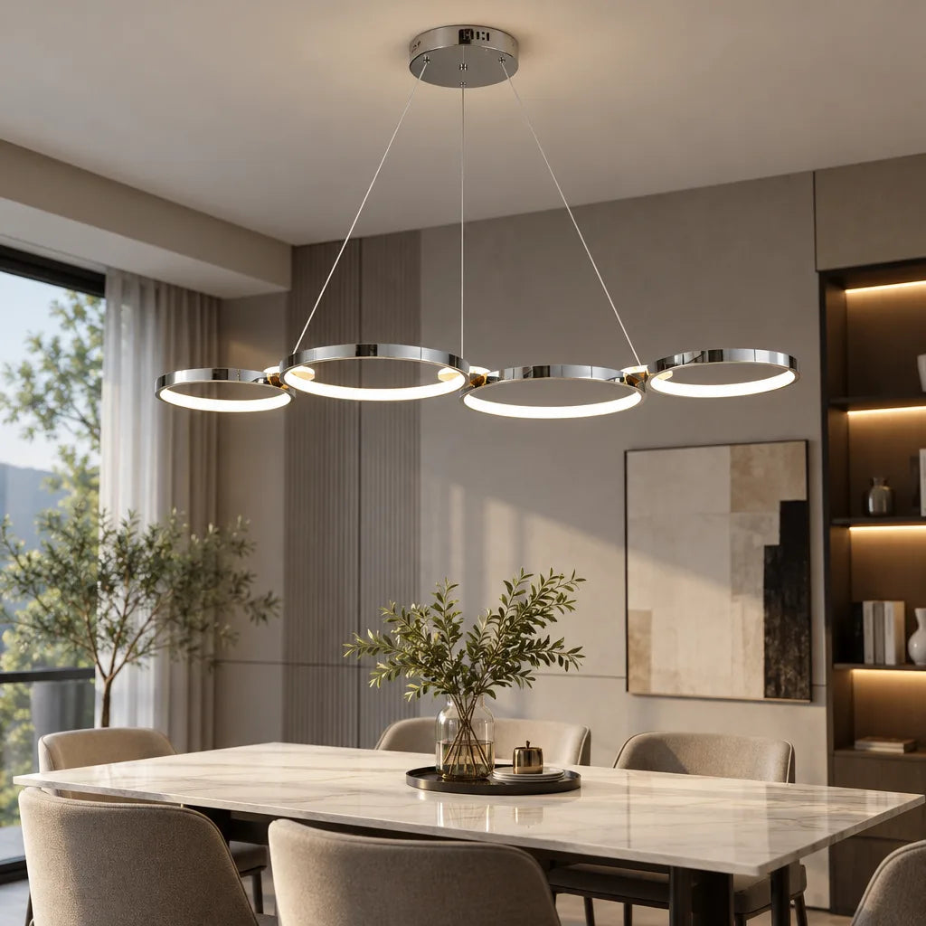 Suspension luminaire anneaux LED