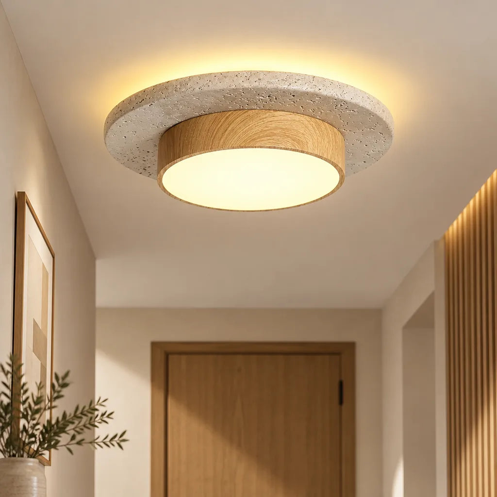 Plafonnier rond bois nordique