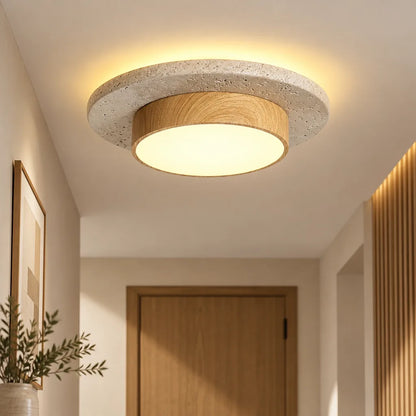 Plafonnier rond bois nordique