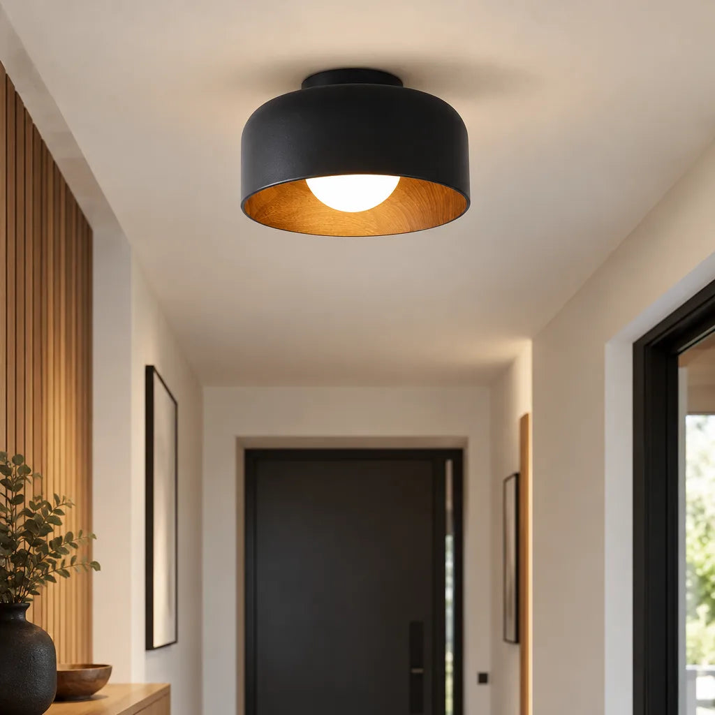 Plafonnier rond bois design