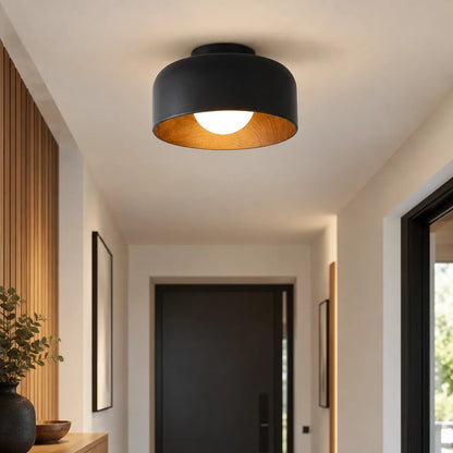 Plafonnier rond bois design