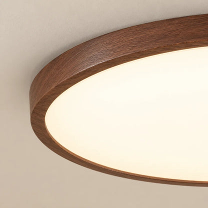 Plafonnier rond effet bois